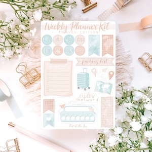 Weekly Planner Kit Traveling | Planer Sticker Sheet Reise, Travel Sticker Journal, Aufkleber Wochentage, Wochenplaner Sticker Sheet
