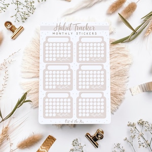 Monthly Habit Tracker Beige | Planer Sticker Sheet, Habit Tracker Sticker Journal, Aufkleber Monat Tracker, Monatsplaner Sticker
