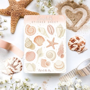 Sticker Sheet Seashells light pink, Journal Stickers Shells, Summer Stickers, Planner Stickers Shells, Beach Sticker Sheet
