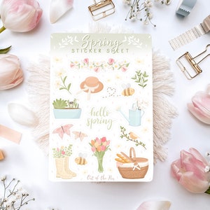 Printemps de feuille d’autocollant, printemps d’autocollant de journal, printemps d’autocollant de scrapbook, printemps d’autocollant de journal, jardin de feuille d’autocollant