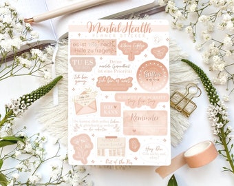Mental Health Sticker Sheet | Stickers Diary, Mental Health Motivational Quotes, Affirmations Selflove Stickers, Body Positivity Stickers