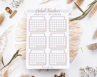 Monthly Habit Tracker Stickers | Monthly Spread Sticker Journal, Habit Tracker Boxes,Monthly Sticker Set Habits, Blank Habit Trackers