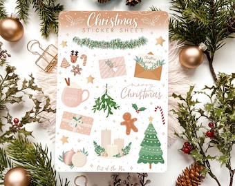 Sticker Sheet Christmas | Festive Journal Stickers, Christmas Stickers, Winter Stickers, Planner Stickers Christmas, Holiday Stickers