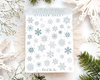 Sticker Sheet Snowflakes, Winter Sticker Sheet, Journal Sticker Winter, Snowflakes Stickers light blue