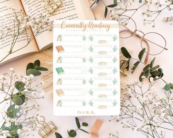 Sticker Sheet Currently Reading, Bookstagram Stickers, Reading Journal Stickers, Bookish Sticker Sheet, Book Journal Stickers