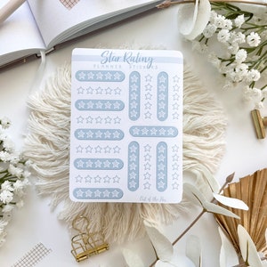 Sticker Sheet Star Rating, Blank 5 Star Stickers, Book Journal Stickers, Movie Rating Stickers, Book Rating Stickers, 5 Star Rating Stickers Blue