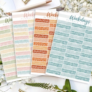 Sticker Sheet Wochentage Jahreszeiten Edition, Wochentage Frühling Sommer Herbst Winter, Planer Sticker Wochentage, Wochenplaner Aufkleber