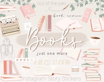 Books Instagram Story Stickers, Bookstagram Story Stickers, Reading Story Stickers, Stickers for Digital Planners and Calendars