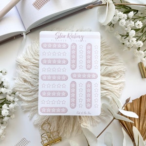 Sticker Sheet Star Rating, Blank 5 Star Stickers, Book Journal Stickers, Movie Rating Stickers, Book Rating Stickers, 5 Star Rating Stickers Pink