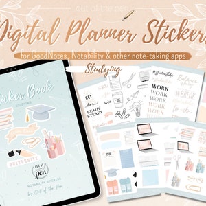 GoodNotes Sticker Studying, Digital Stickers Students, Digital Stickers Study Planner for Goodnotes, Notability & other note-taking apps