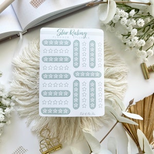 Sticker Sheet Star Rating, Blank 5 Star Stickers, Book Journal Stickers, Movie Rating Stickers, Book Rating Stickers, 5 Star Rating Stickers Green