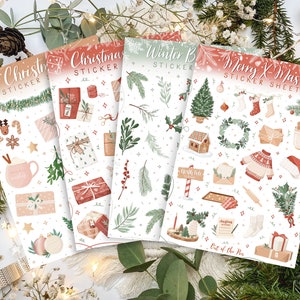 Weihnachten Sticker Sheet Bundle, 4 weihnachtliche Stickerbögen, Weihnachts Aufkleber Set, Weihnachten Sticker Set, Winter Sticker Set