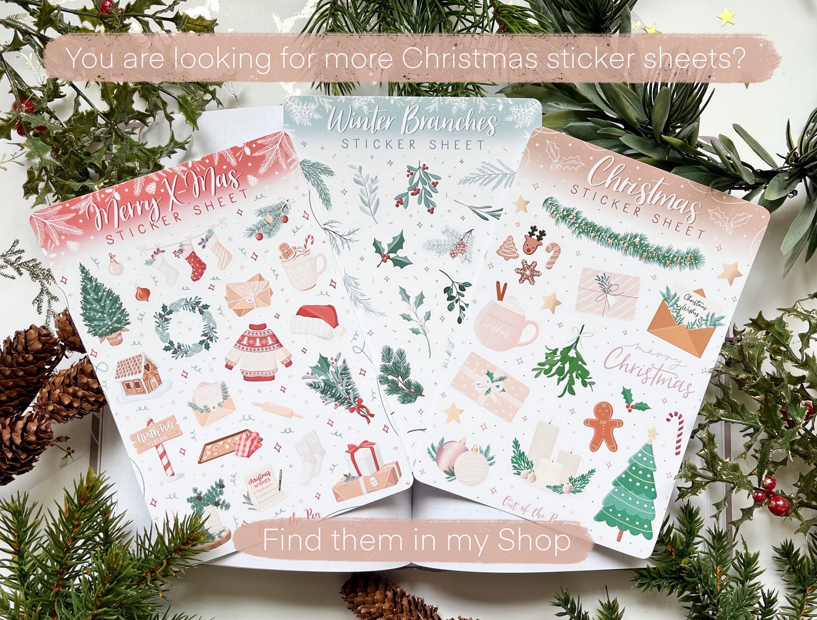 Sticker Sheet Christmas, Christmas Gifts Stickers, Planner Stickers ...