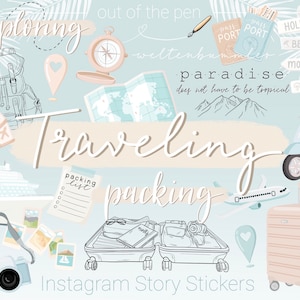 Traveling Instagram Story Stickers | Vacation Story Stickers, Digital Stickers Travel, Story Sticker Summer, Story Sticker Vantour