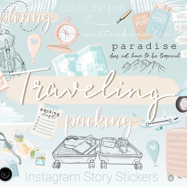 Traveling Story Sticker Instagram | Digitale Sticker Reisen, Story Sticker Urlaub, Instagram Story Sticker Travel, Reisen Story Sticker
