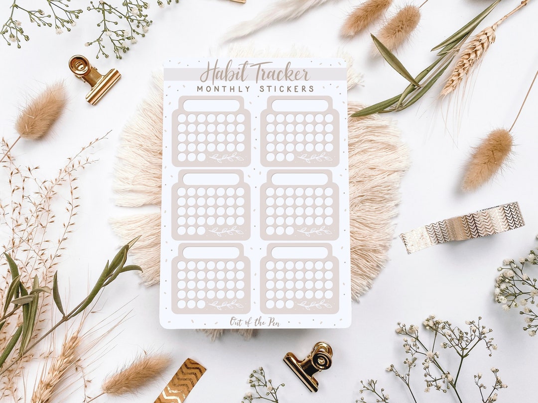 Monthly Habit Tracker Stickers | Monthly Spread Sticker Journal, Habit ...