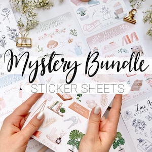 Mystery Sticker Sheets Bundle | Set aus 3 zufälligen Stickerbögen, Mystery Grab Bag, Überraschungs Sticker Set, A or B-Grade Sticker Sheets