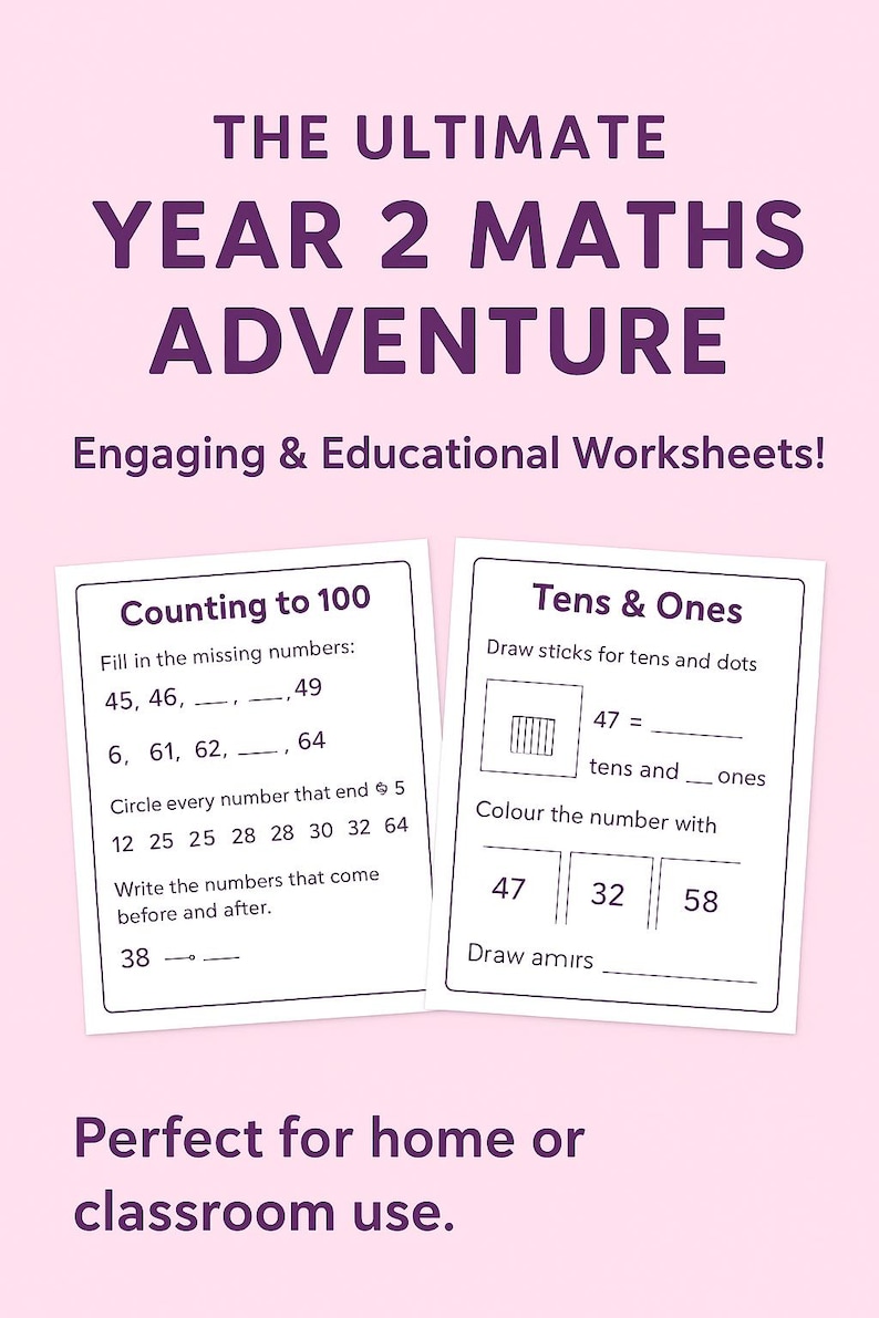 Year 2 Maths Workbook Printable and Digital | 28 Fun Worksheets for ...
