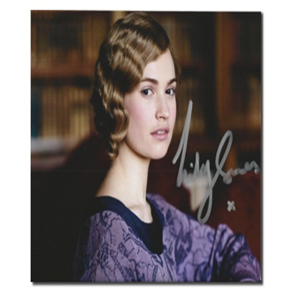 Lily James Downton Abbey Signed 8Ã10 Photo purple Dress Etsy