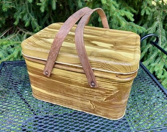 Hard to Find Plaid Metal Nesco Picnic Basket Mid Century Decor - Etsy