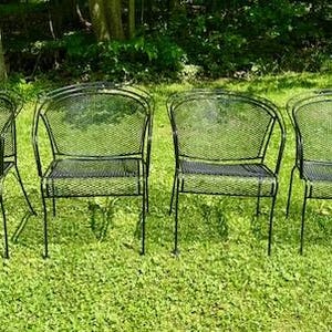 VTG Set of 4 Meadowcraft Dogwood Wrought Iron Barrel Dining Chairs Patio/Deck *Pick-Up Only or Your Pre-Arraigned Shipping