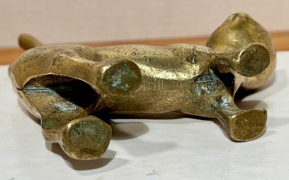 Vintage Solid Brass Cat Ring Holder Standing Cat … - image 7