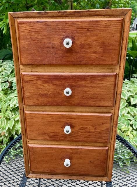 Primitive Rustic 4 Drawer Wooden Wall Cabinet Excellent!