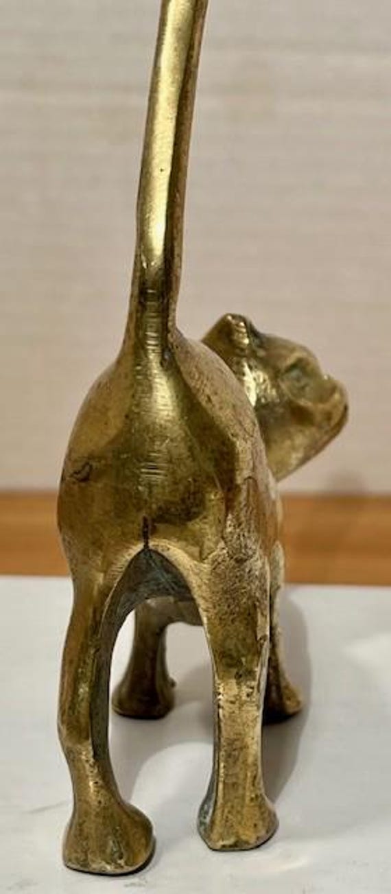 Vintage Solid Brass Cat Ring Holder Standing Cat … - image 6