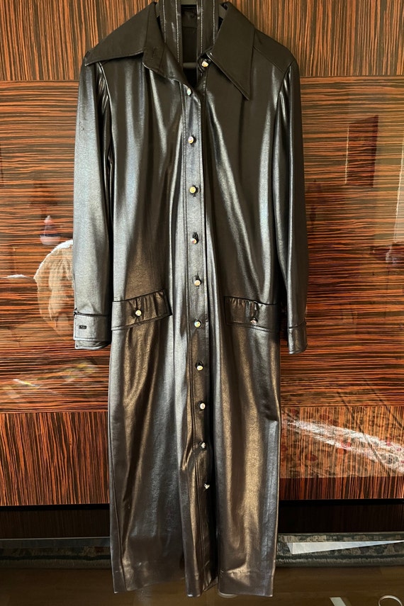 Vintage Black Faux Leather Dress/Coat