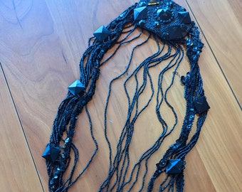 Victorian jet bead belt, antique beaded belt, 1880s belt, antique belt, antique mourning belt