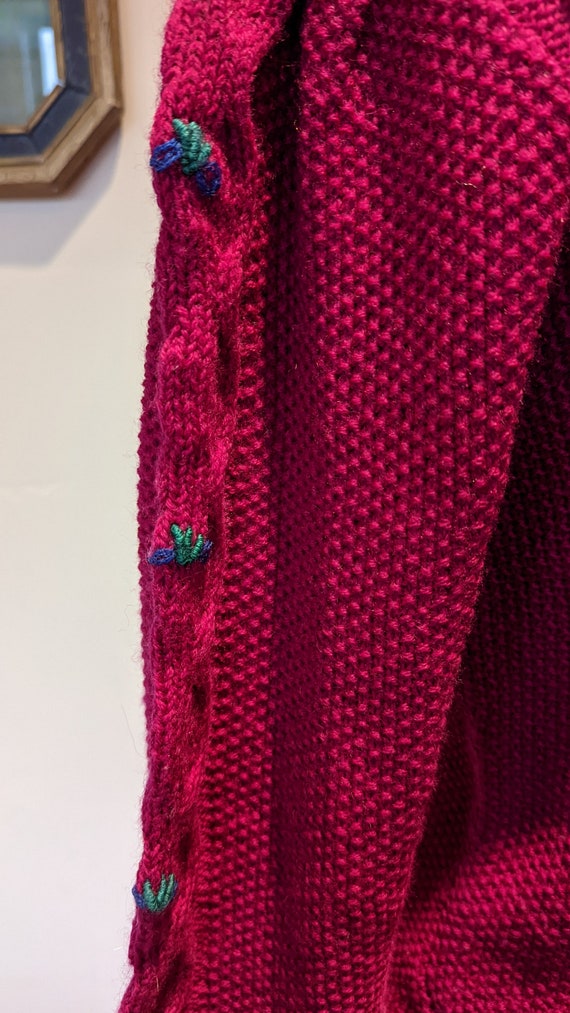 80s wool embroidered sweater, fuschia sweater, vi… - image 5