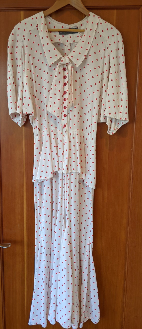 80s does 30s red polka dot dress, 80s polka dot dr