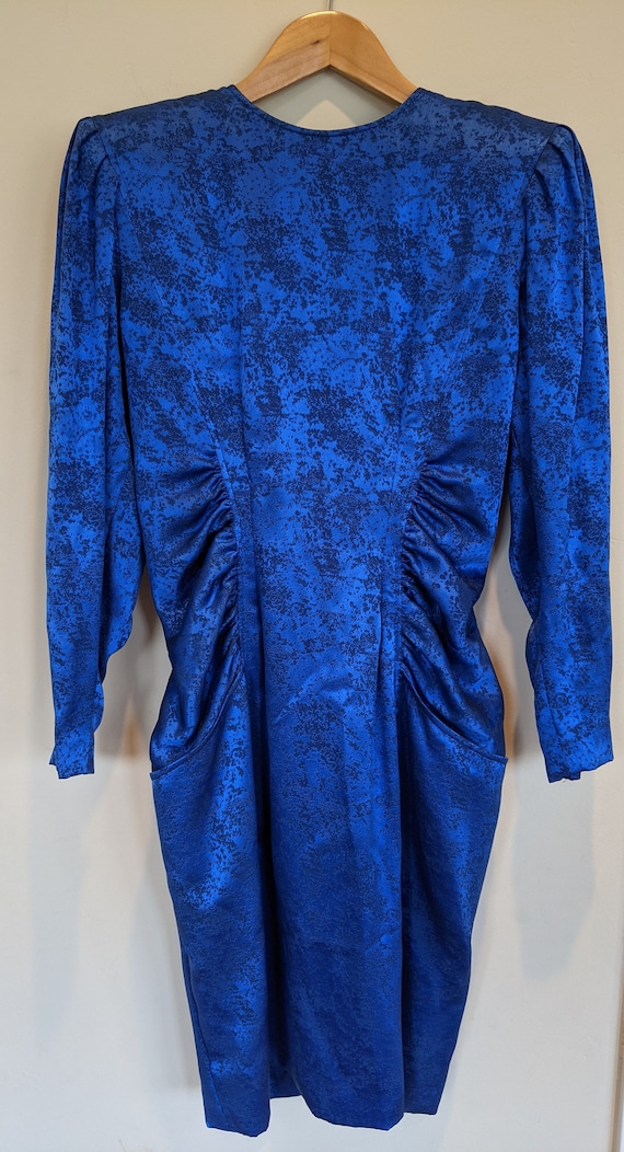80s Ungaro royal blue silk dress, designer dress,
