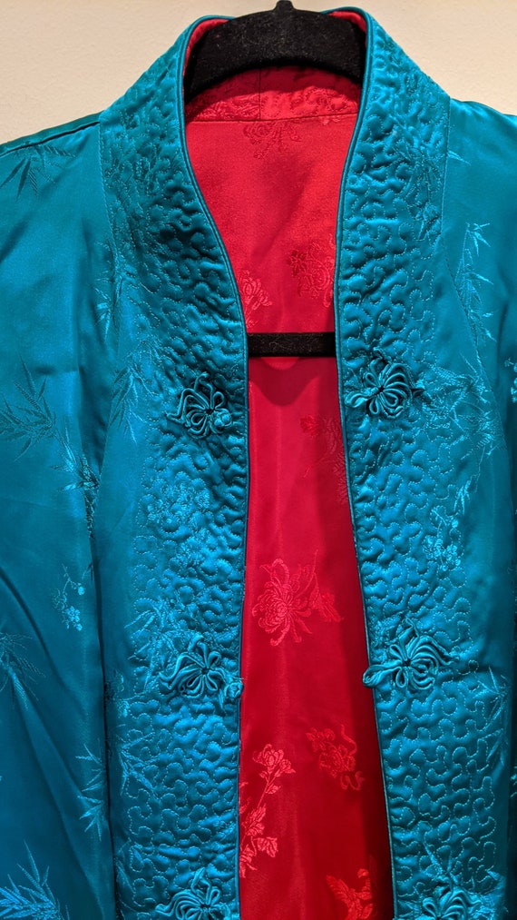 Vintage satin reversible jacket, red & green satin ja… - Gem