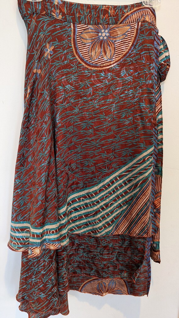 Vintage silk blend wrap skirt, boho wrap skirt, t… - image 8