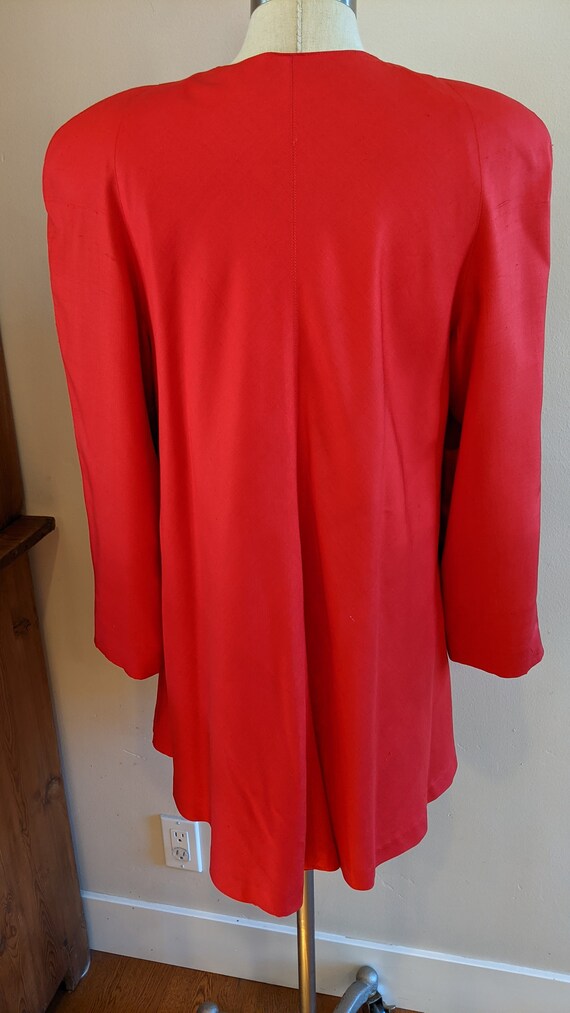 80s Paul Alexander swing jacket, 80s red silk jac… - image 9