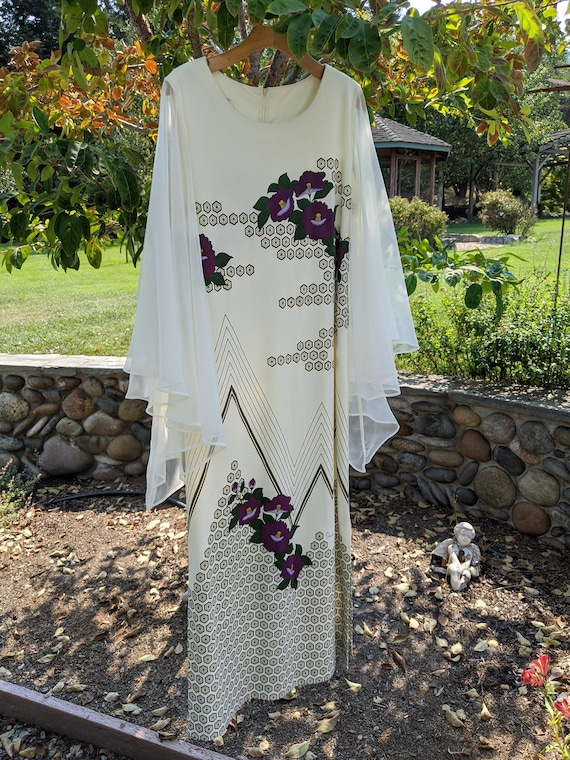 Alfred Shaheen butterfly dress, butterfly sleeves,