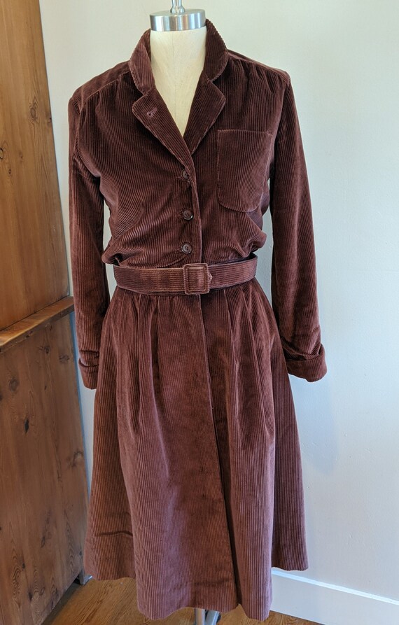 70s corduroy dress coat, fitted coat, vintage cord