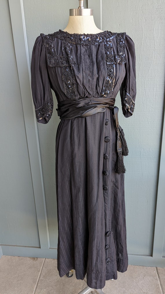 1900s Sequined Mourning Dress, Titanic Era Dress, Victorian