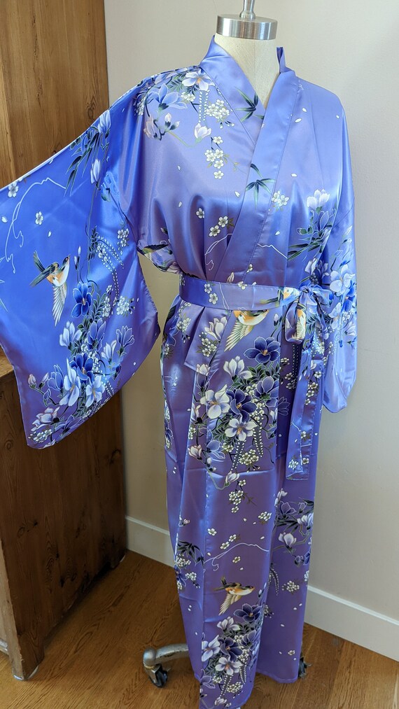 Floral kimono style lounge robe, Lavender floral … - image 6