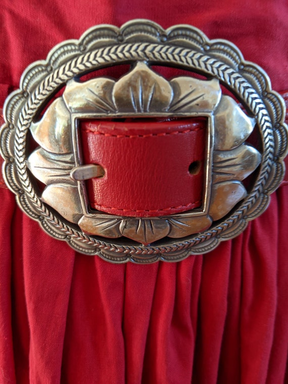 Brighton, 90s silver concho belt, red. Concho belt