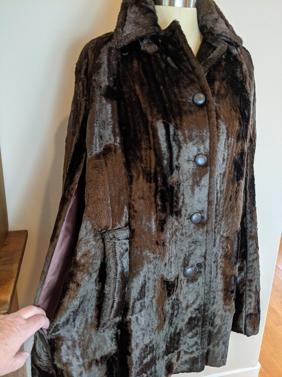 70s brown faux fur coat cape, faux fur cape, vinta