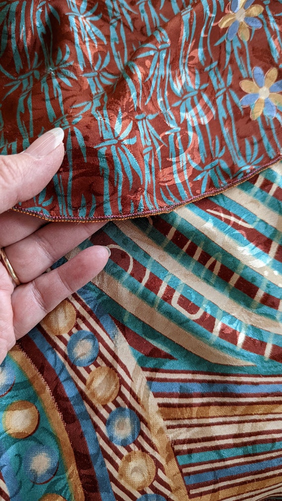 Vintage silk blend wrap skirt, boho wrap skirt, t… - image 3