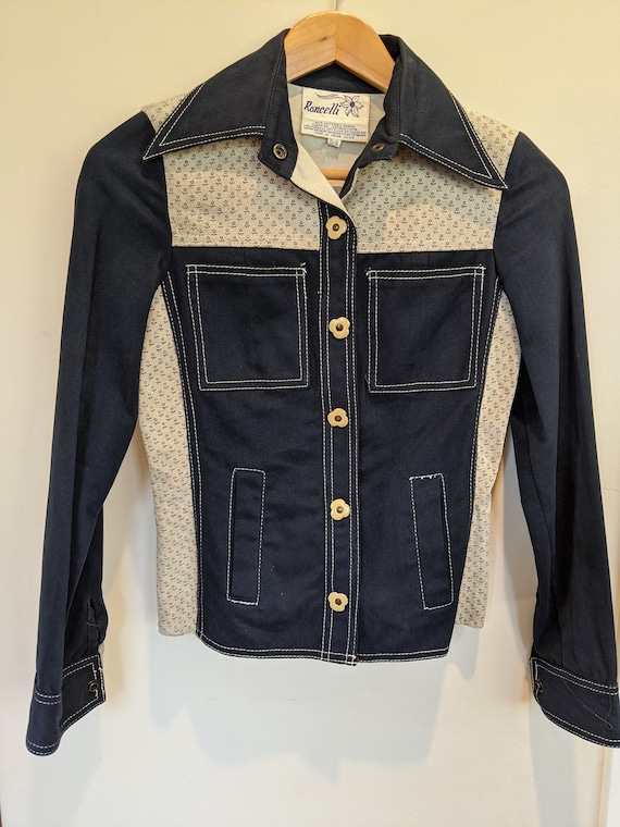 Roncelli suede & brushed denim jacket, 70s