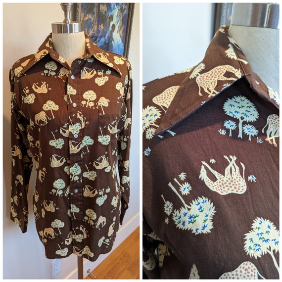 70s novelty shirt, 70s animal shirt, 70s giraffe … - image 1