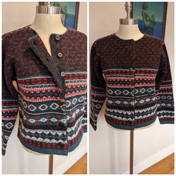 80s L.L. Bean shetland wool cardigan. Christmas ca