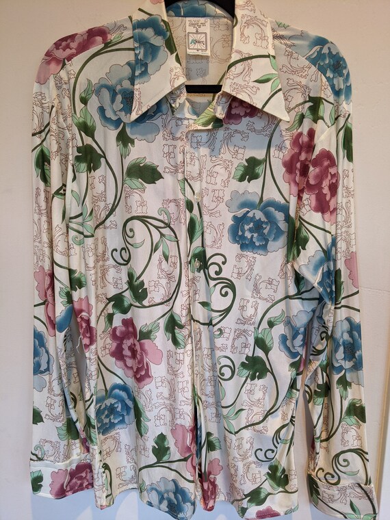 70s disco nylon shirt, 70s novelty shirt, disco er