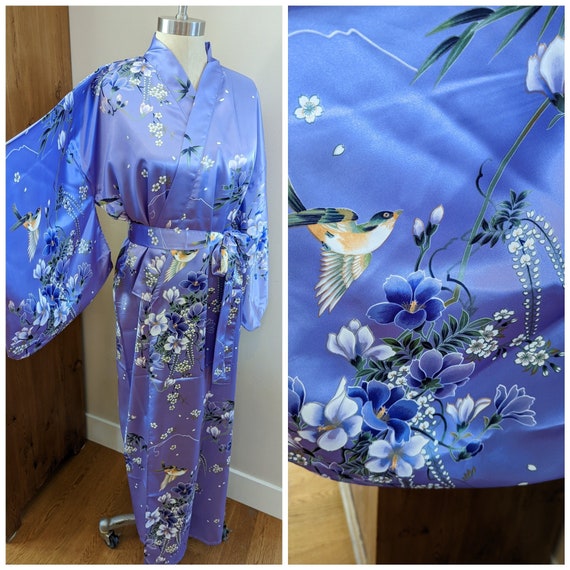 Floral kimono style lounge robe, Lavender floral … - image 1