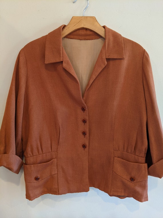 40s short linen jacket, 40s jacket, linen jacket,