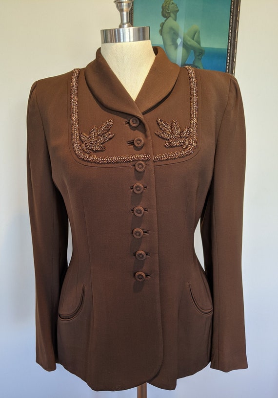 40s beaded blazer, 40s embellished jacket, 40s gab